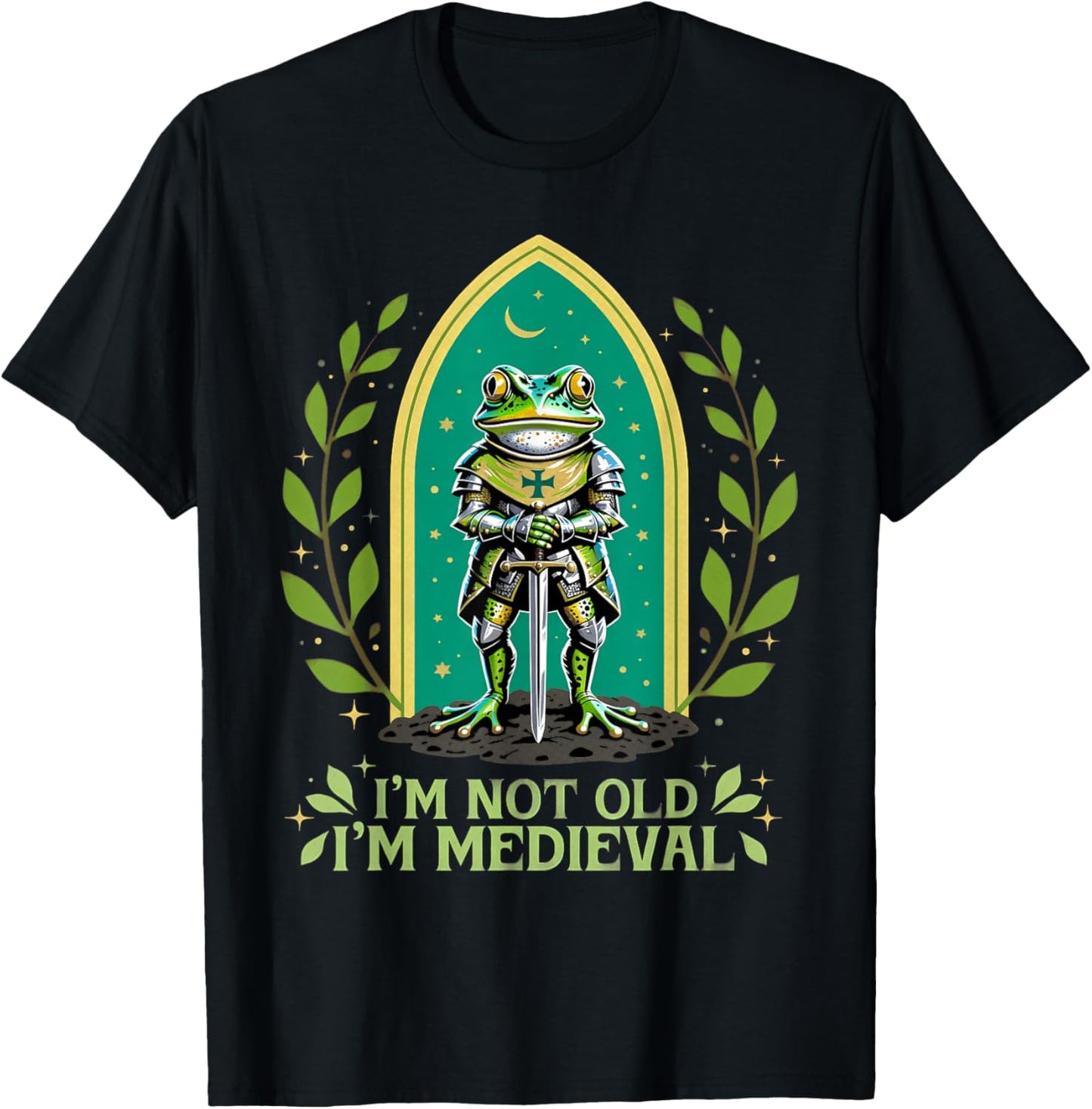 Im Not Old I'm Medieval Funny Frog Knight Fantasy Humour T-Shirt - T-Shirt | Black