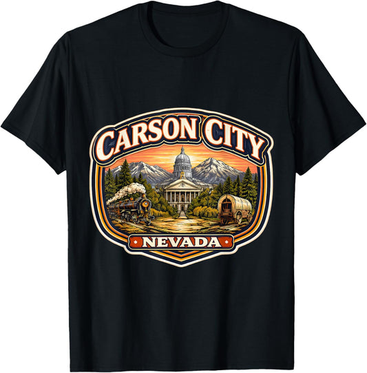 Carson City Nevada Souvenir State Capital Retro Vintage T-Shirt - T-Shirt | Black