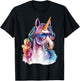 Cute Unicorn wearing Sunglasses Funny Graphic T-Shirt - T-Shirt | Black