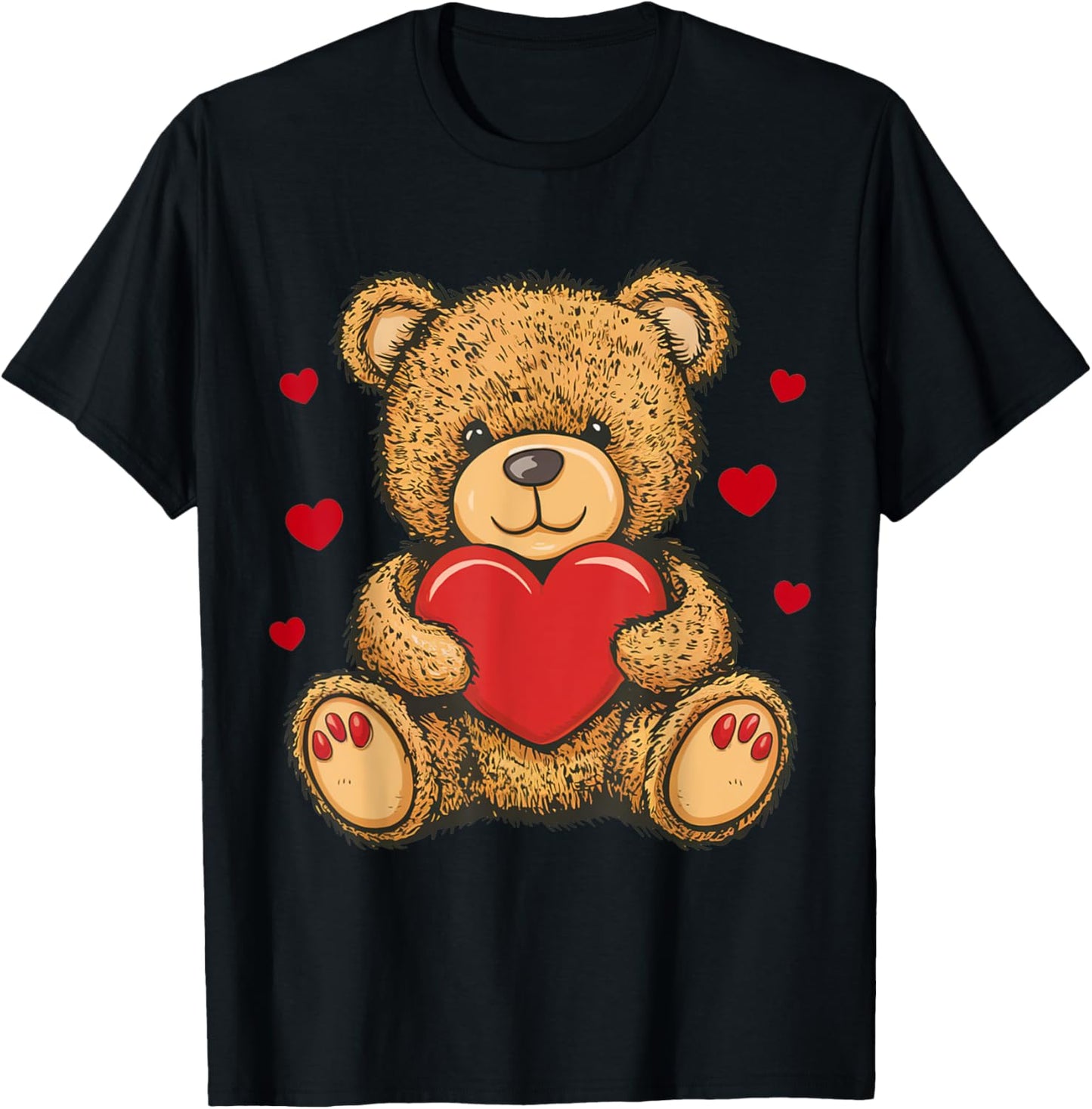Adorable Teddy Bear with Heart- Love plushie T-Shirt - T-Shirt | Black