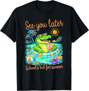 See You Later School’s Out for Summer Alligator Teacher Kids T-Shirt - T-Shirt | Black