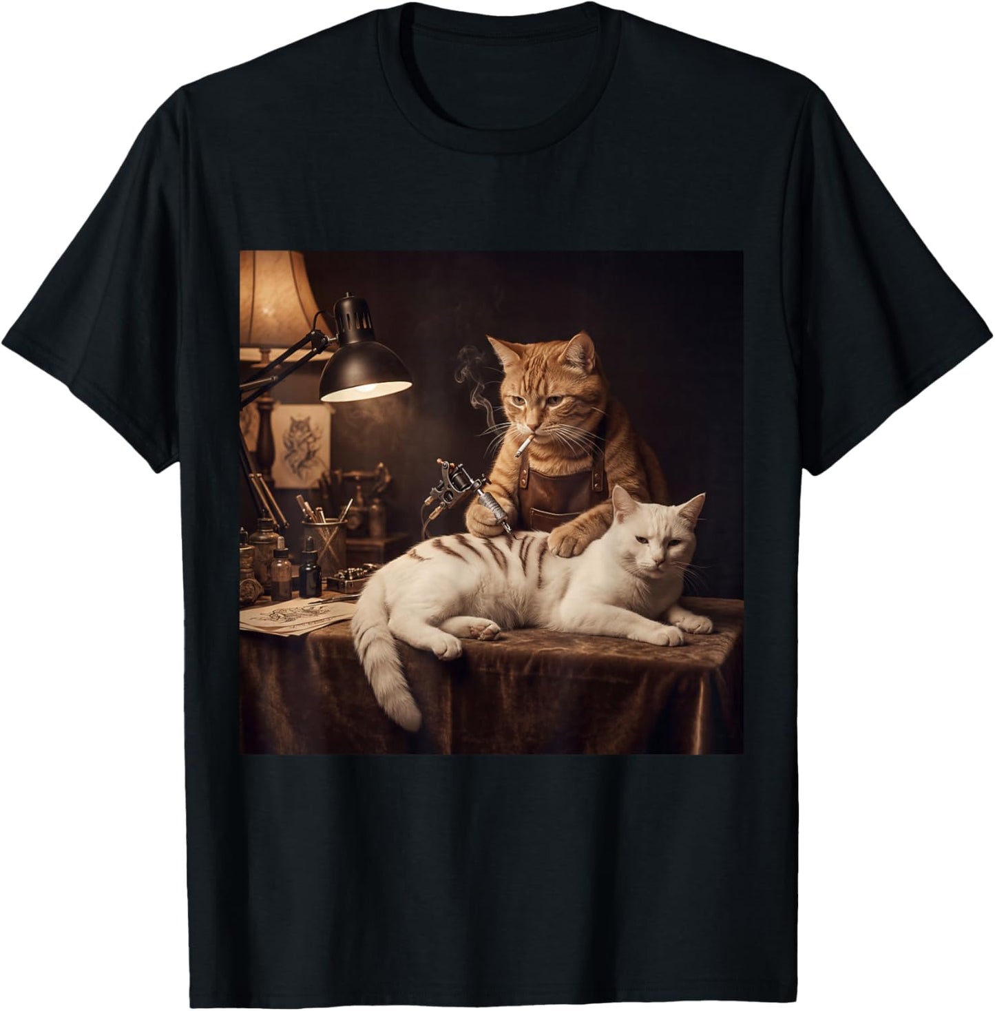 Tattoo Cat Tattoo Meme Tattoo Tattoo Cat Smoking Tattoos Retro T-Shirt - T-Shirt | Black