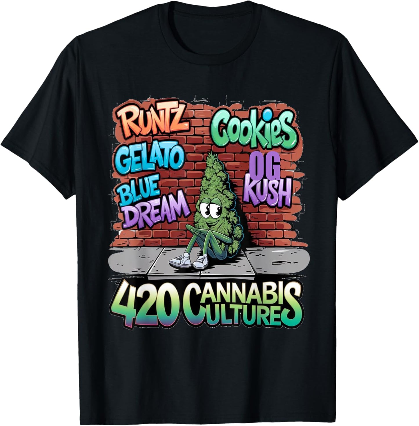 420 Cannabis Bud Nug Stoner Runtz Gelato Cookies Weed Strain T-Shirt - T-Shirt | Black