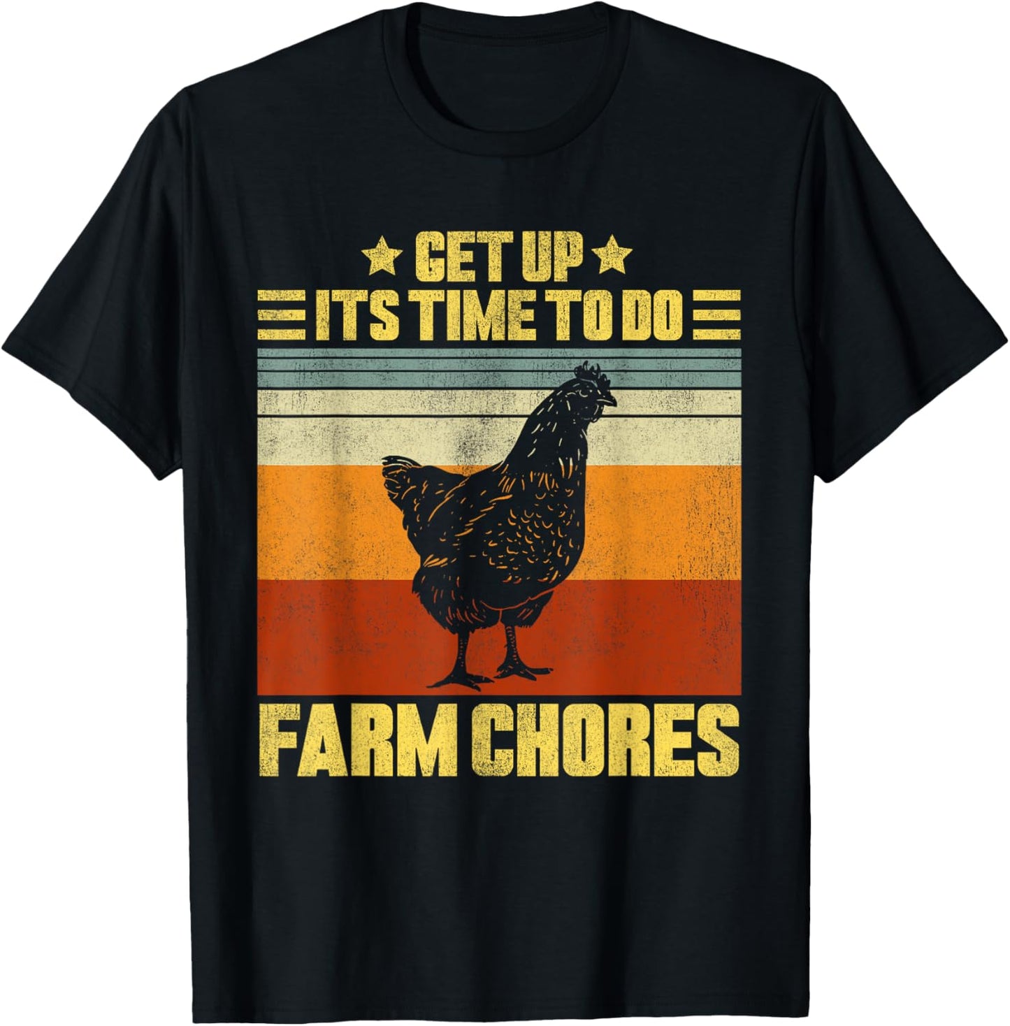 Get Up It's Time To Do Farm Chores Vintage Chicken T-Shirt - T-Shirt | Black