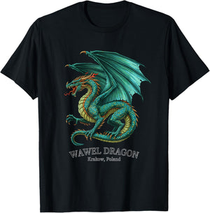 Wawel Dragon Krakow Poland Mythical Dragon Illustration T-Shirt - T-Shirt | Black