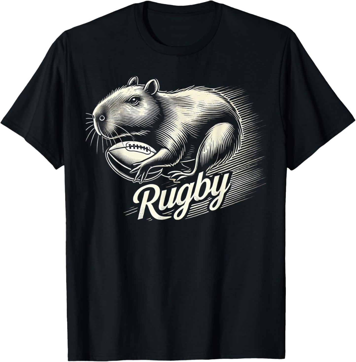 Capybara Rugby Sports Gifts Funny Rugby Player T-Shirt - T-Shirt | Black