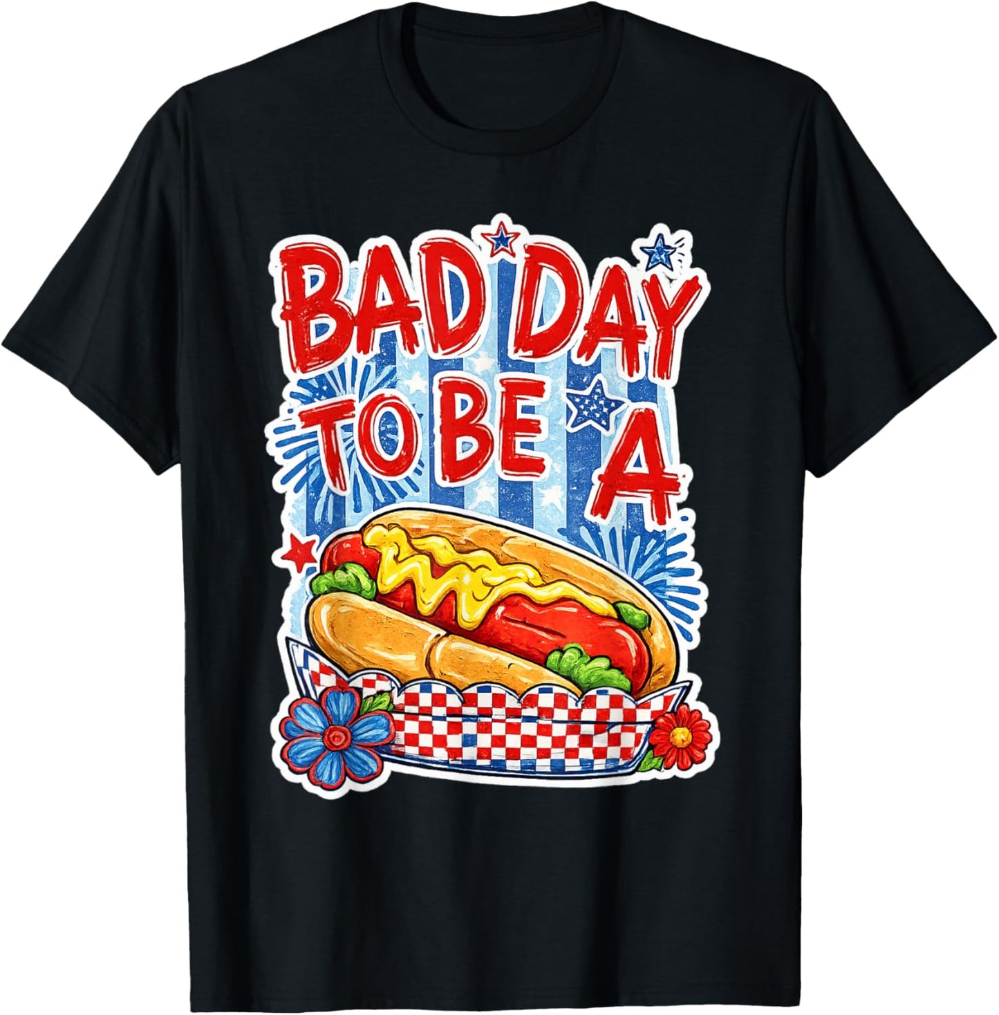 Bad Day to Be A Hot Dog Funny BBQ Grilling 4th of July T-Shirt - T-Shirt | Black