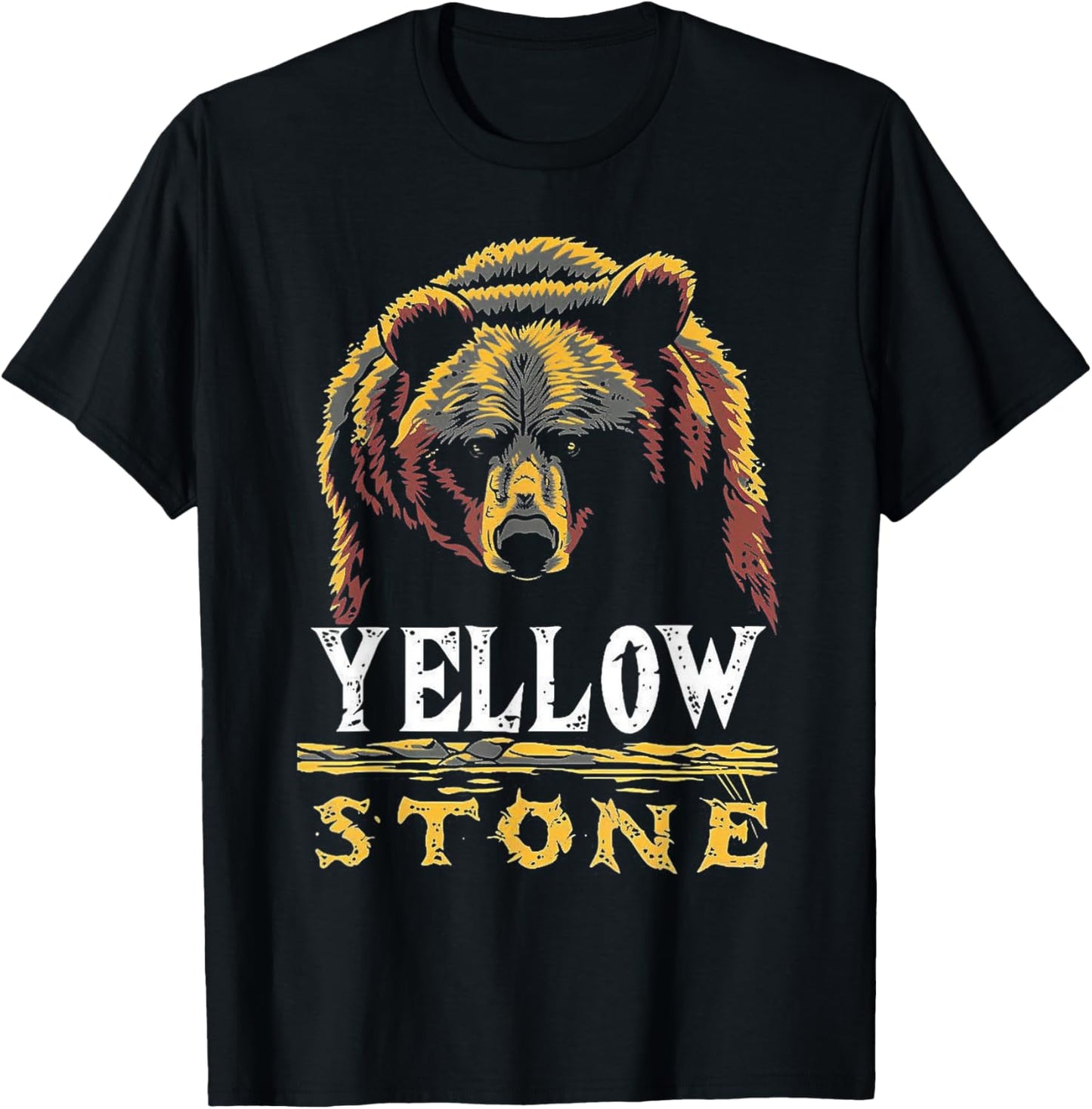 Yellowstone - US National Park Vintage Men Women Kids Retro T-Shirt - T-Shirt | Black