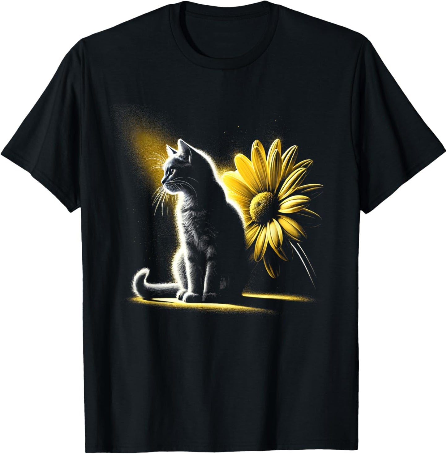 Meo Cat Flowers Artwork Women Kids T-Shirt - T-Shirt | Black