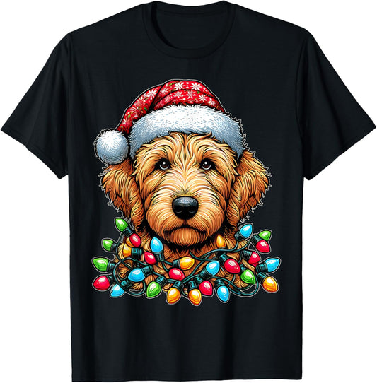 Golden Doodle Goldendoodle Christmas Hat Xmas T-Shirt - T-Shirt | Black