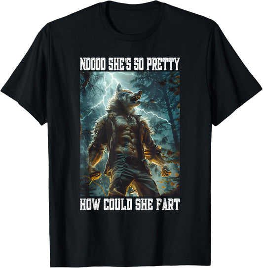 Cringy Sad Angry Werewolf Kitten Cringe Alpha Wolf Cringey T-Shirt - T-Shirt | Black