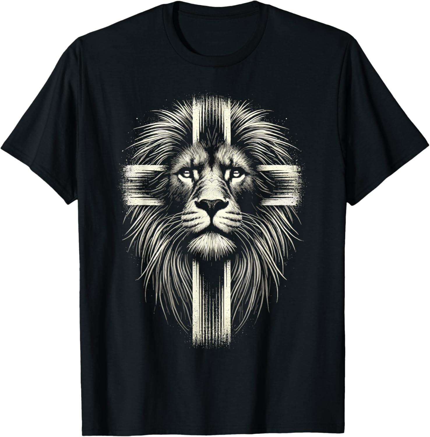 Lion of Judah Cross Christian T-Shirt - T-Shirt | Black