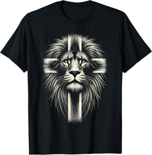 Lion of Judah Cross Christian T-Shirt - T-Shirt | Black