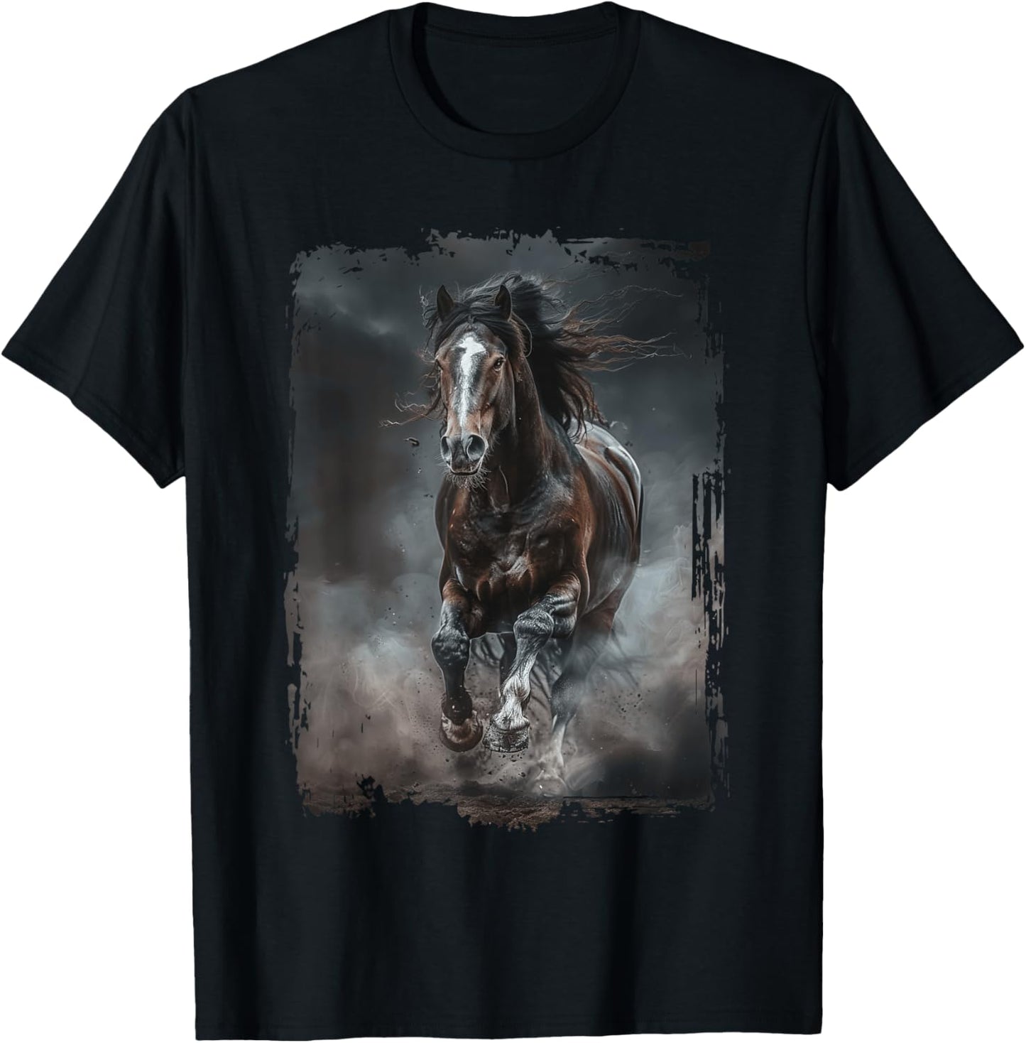 Horse Design Adults Kids Black Animal Print Clydesdale Horse T-Shirt - T-Shirt | Black