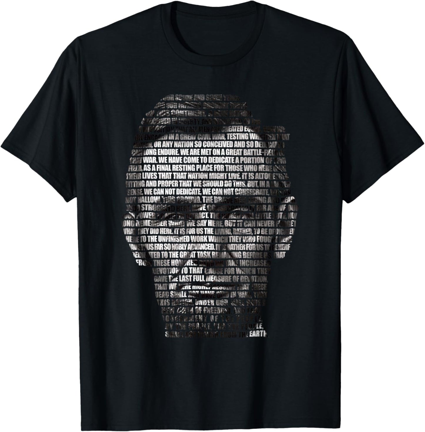 Gettysburg Address Abraham Lincoln Portrait | USA History T-Shirt - T-Shirt | Black