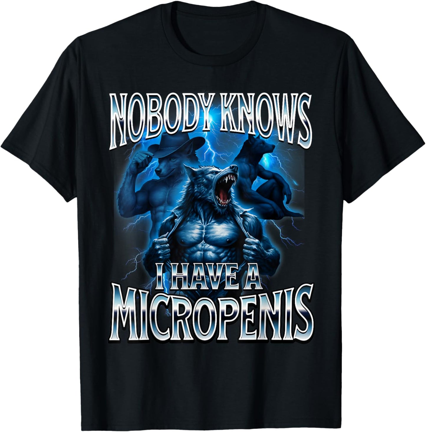 Micro Funny Unappropriate Men's Rude Wolf Embarrassing T-Shirt - T-Shirt | Black