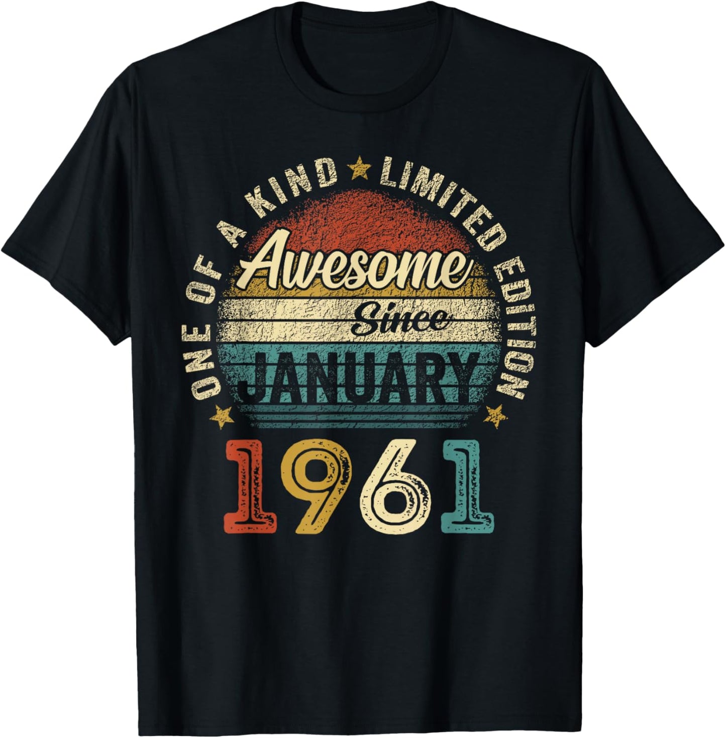 Awesome since January 1961 65 Year Old 65th Birthday Men Dad T-Shirt - T-Shirt | Black