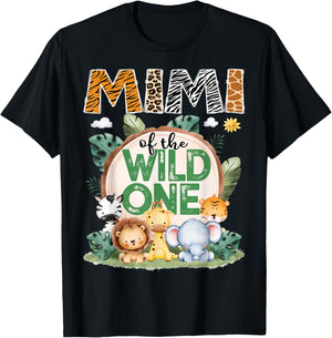Mimi Of The Wild One Safari Jungle 1St Birthday Party T-Shirt - T-Shirt | Black