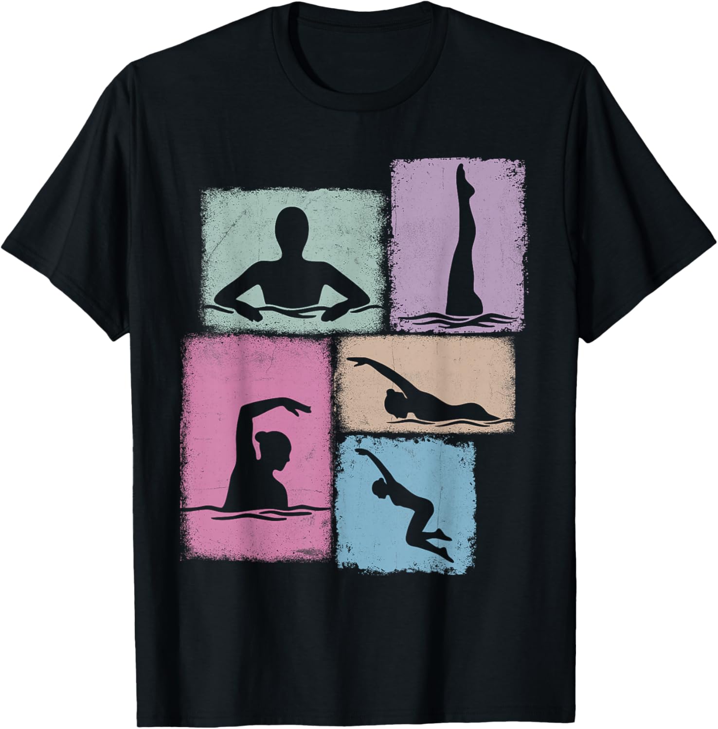 Swim Collage Swimmer Women Kids Swimming Coach Youth Girl T-Shirt - T-Shirt | Black