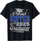 Proud Sister of two class of 2025 graduates twins graduation T-Shirt - T-Shirt | Black