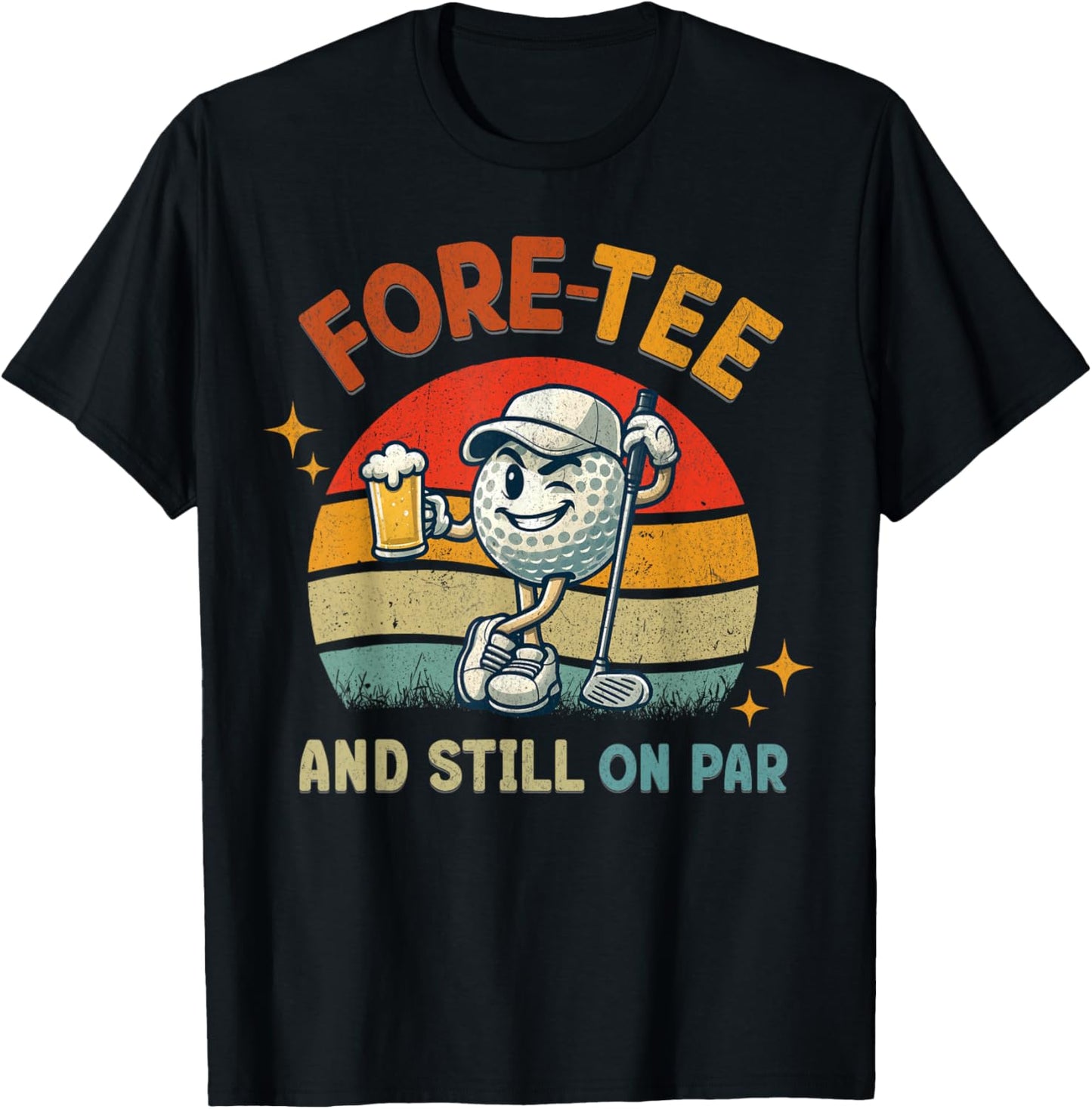 Retro Fore Golf Birthday Party 40th Birthday Golfing T-Shirt - T-Shirt | Black