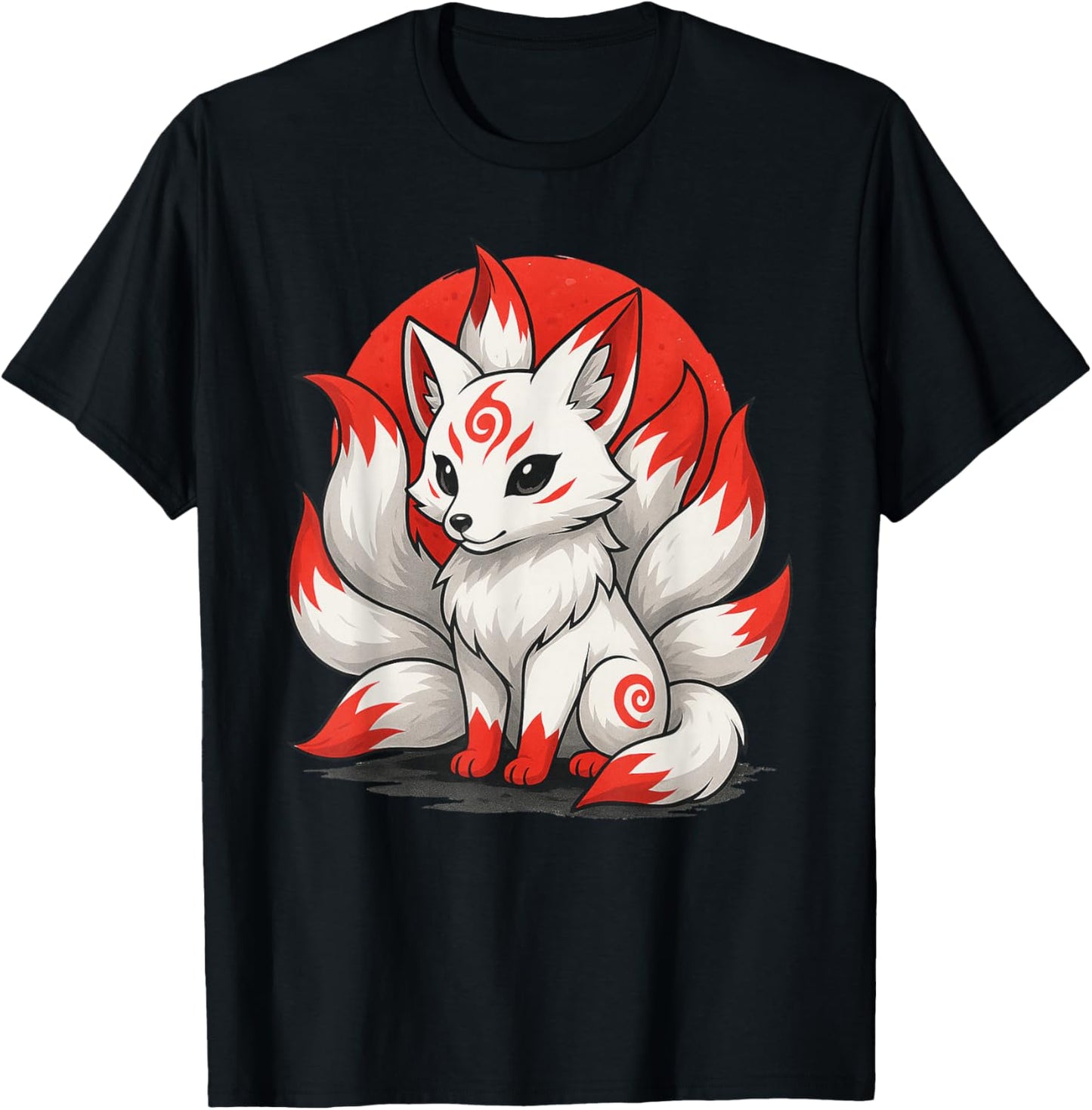 Kitsune Lachen Japanischer Fuchs Neuschwanz Anime Manga T-Shirt - T-Shirt | Black