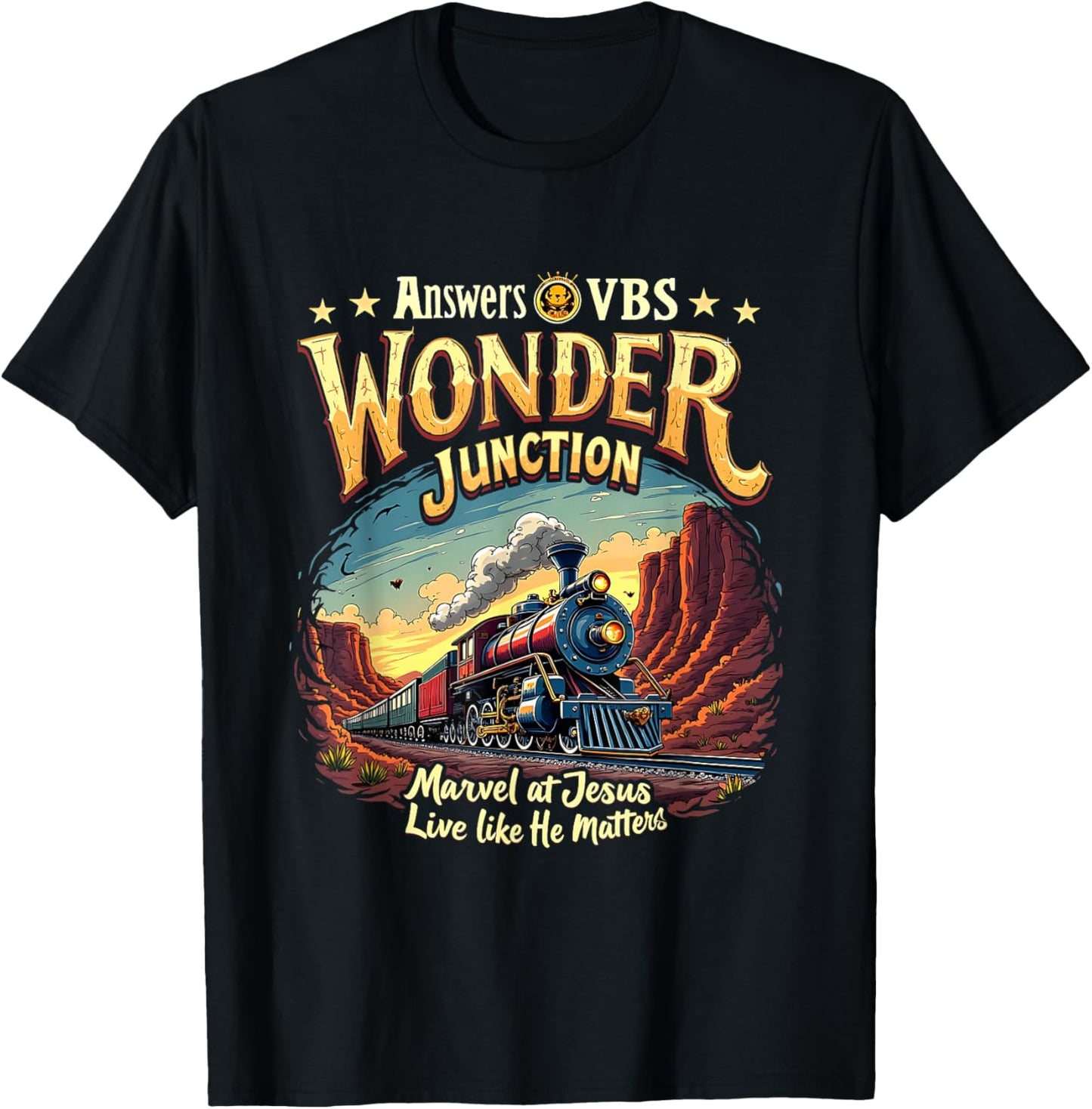 Vintage Wonder Junction VBS Train Theme Christian Costume T-Shirt - T-Shirt | Black