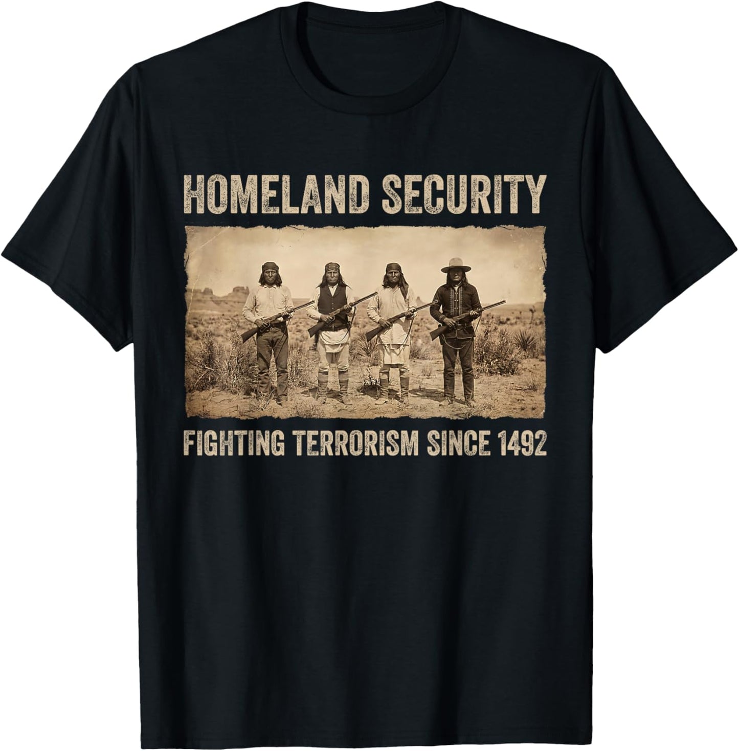 Native American Homeland Security Funny Indian Pride Men T-Shirt - T-Shirt | Black