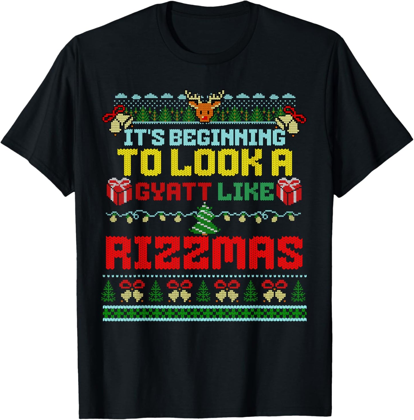 It's Beginning To Look A Gyatt Like Rizzmas Brainrot Xmas T-Shirt - T-Shirt | Black