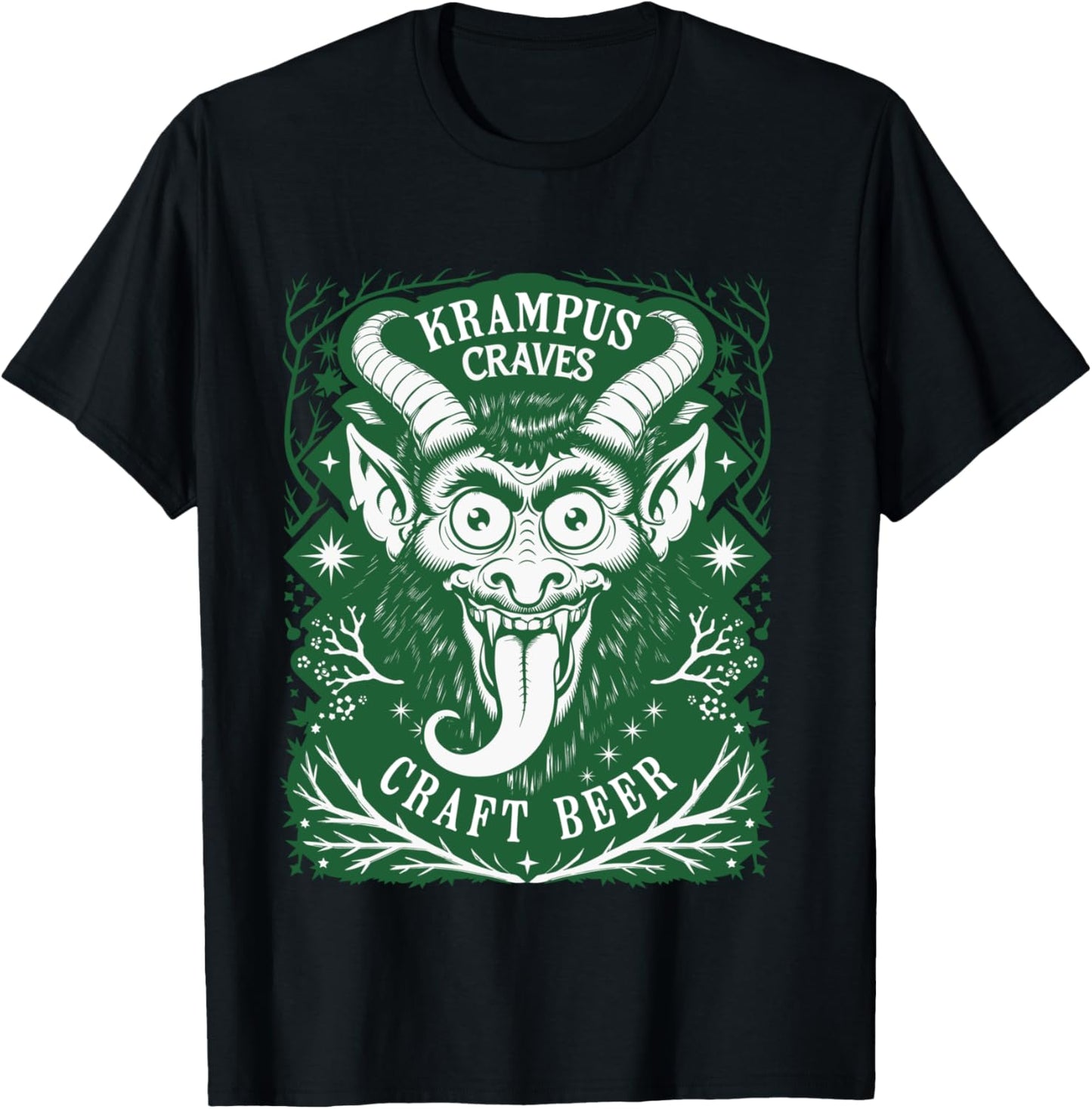 Krampus Craves Craft Beer for Funny German Krampus Folklore T-Shirt - T-Shirt | Black