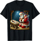 Santa Kneeling Before Baby Jesus Christmas T-Shirt - T-Shirt | Black