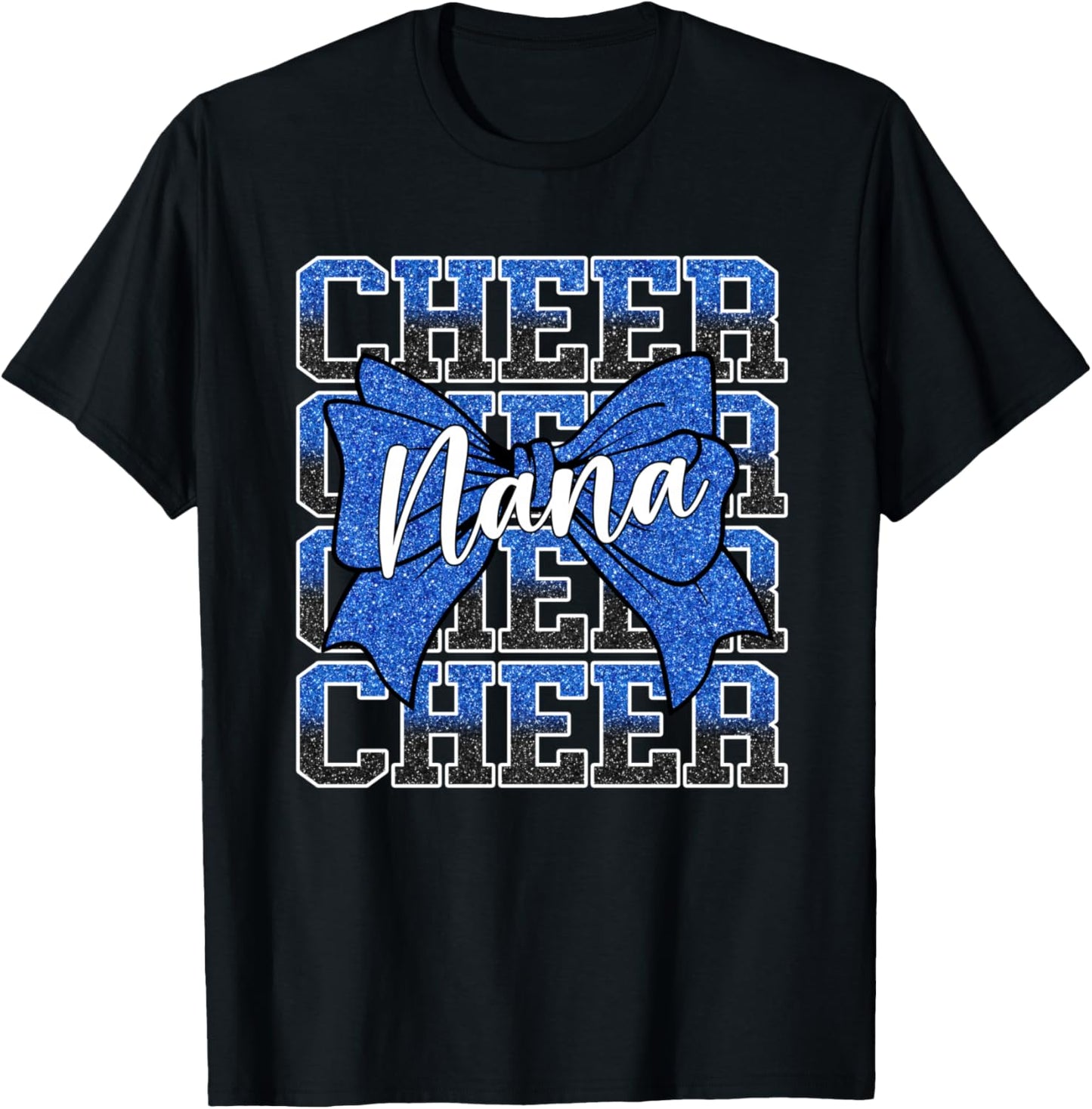 Coquette Cheer Nana Bow Sport Cheerleader Cheerleading Blue T-Shirt - T-Shirt | Black