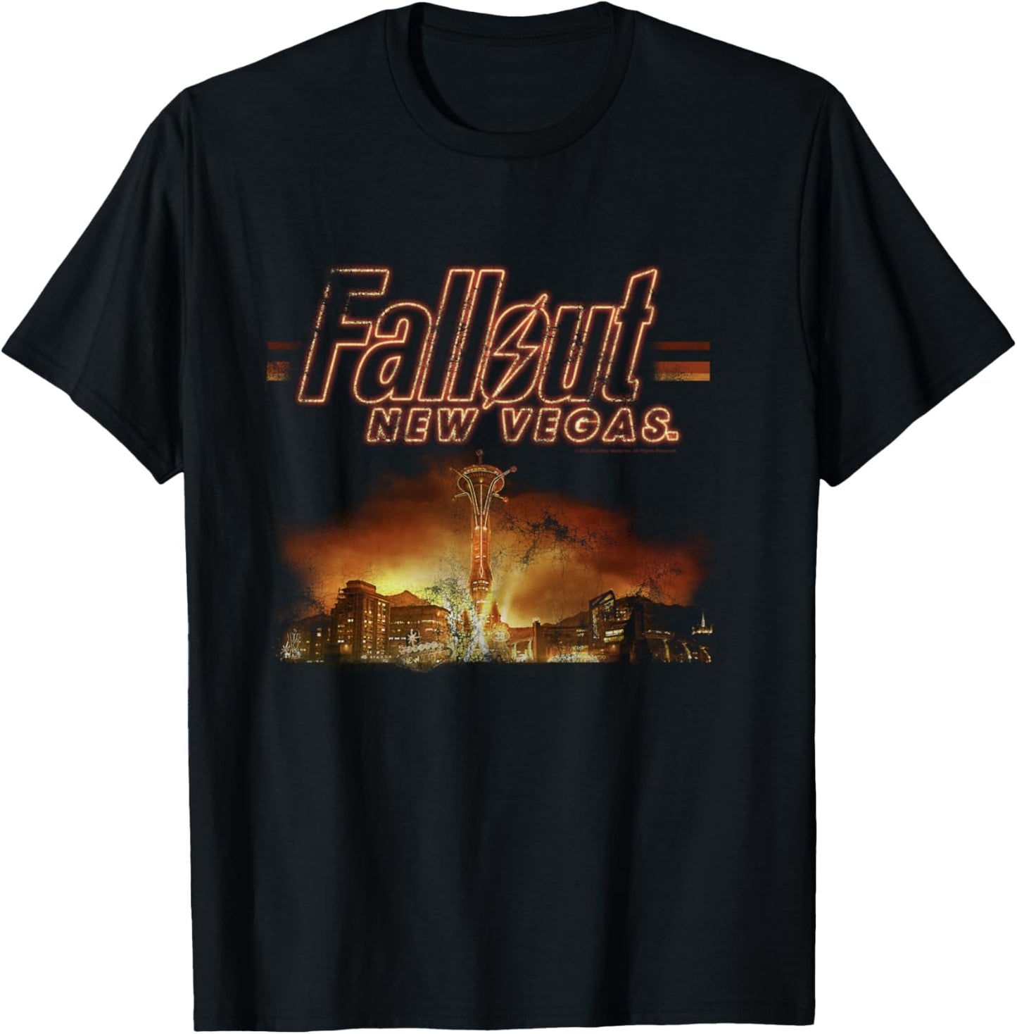 Fallout Video Game New Vegas Skyline Retro Souvenir Design Langarmshirt T-Shirt - T-Shirt | Black