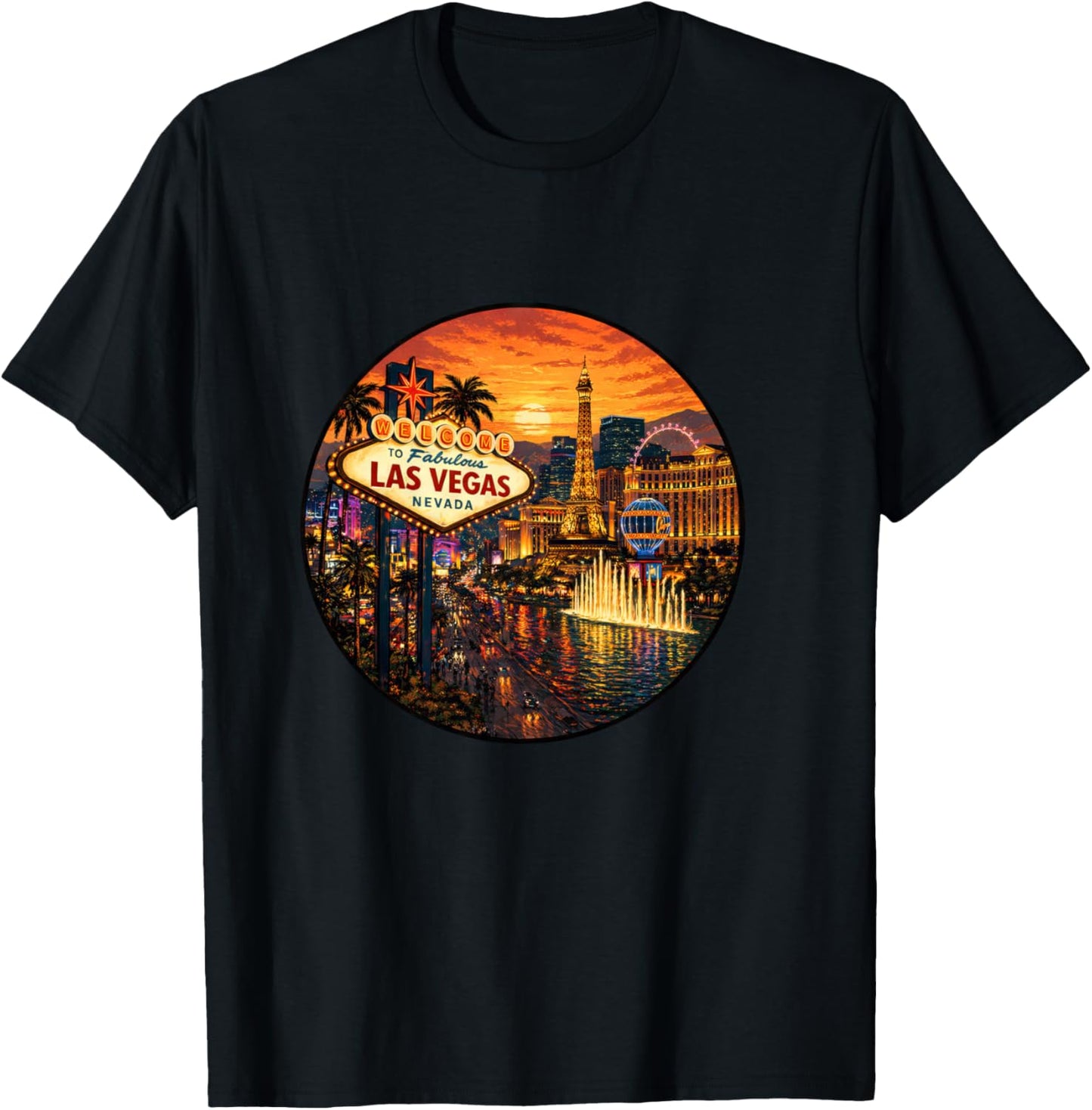 Vegas Sunset Design Urlaubsträume Langarmshirt T-Shirt - T-Shirt | Black