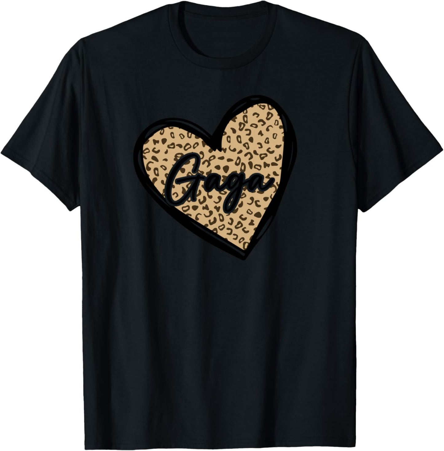 Gaga Shirts Leopard Print Mom Cheetah Love Heart T-Shirt - T-Shirt | Black