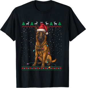 Malinois Belgian Ugly and Funny Christmas Jumper T-Shirt - T-Shirt | Black