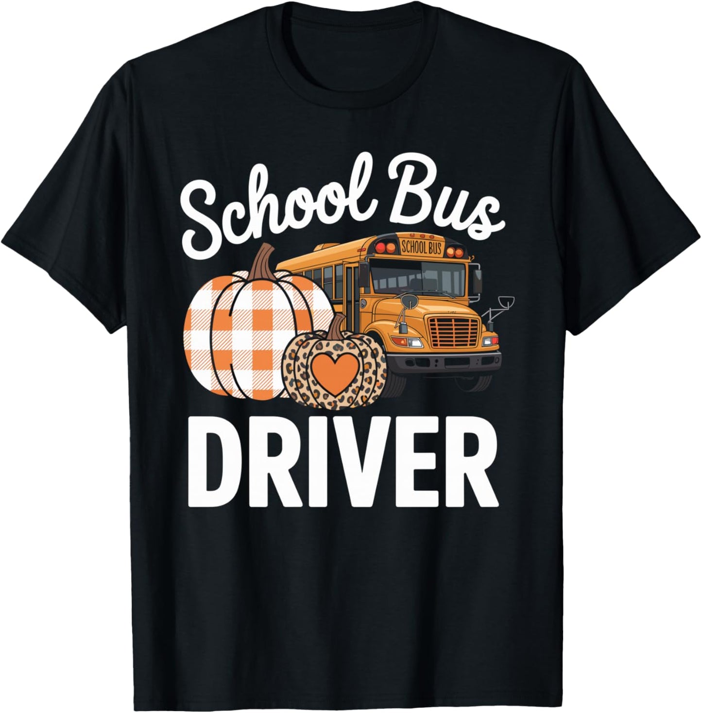 Fall School Bus Driver Thanksgiving Autumn T-Shirt - T-Shirt | Black