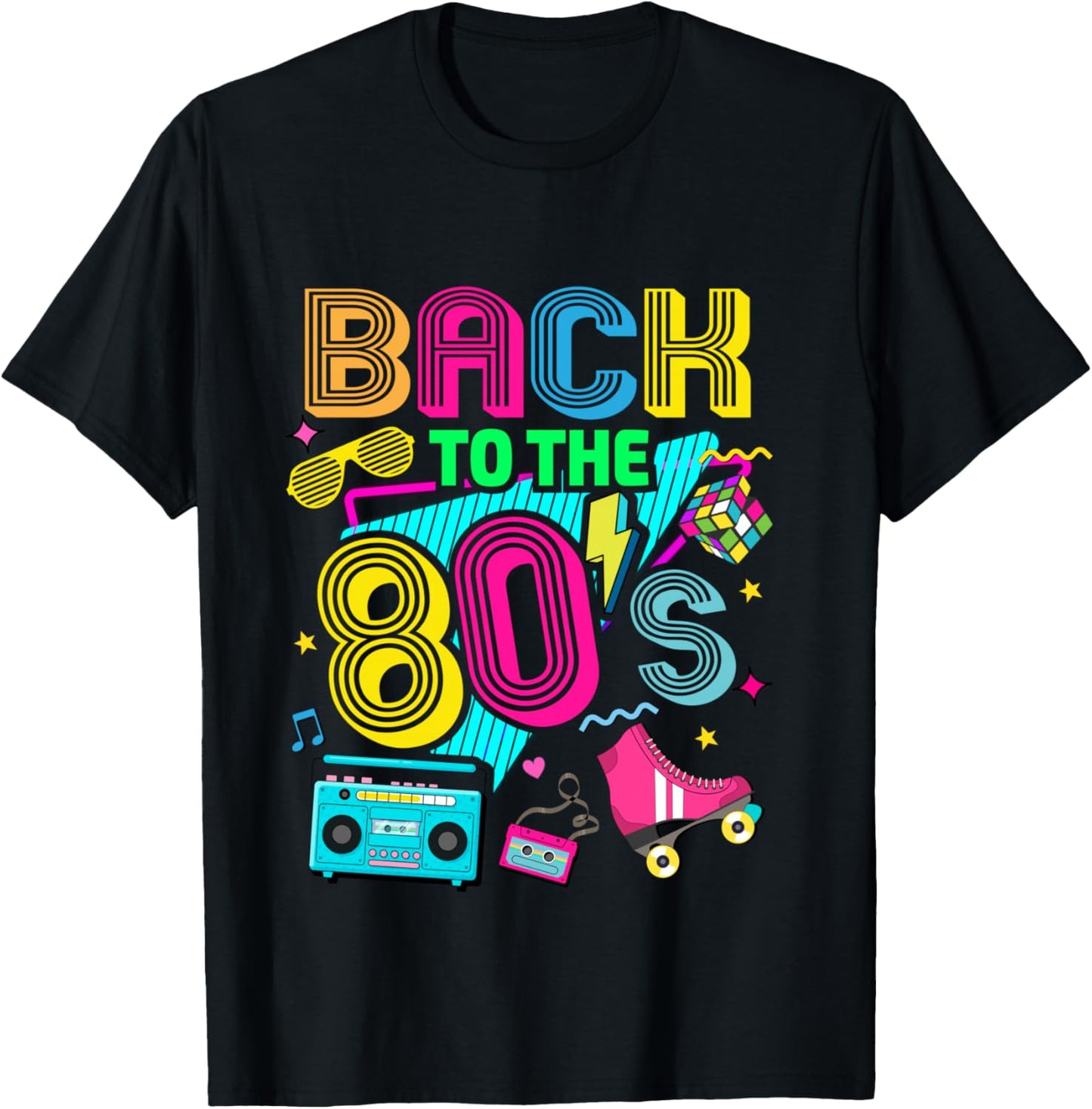 Back to 80's 1980s Retro Vintage Eighties Costume Party T-Shirt - T-Shirt | Black