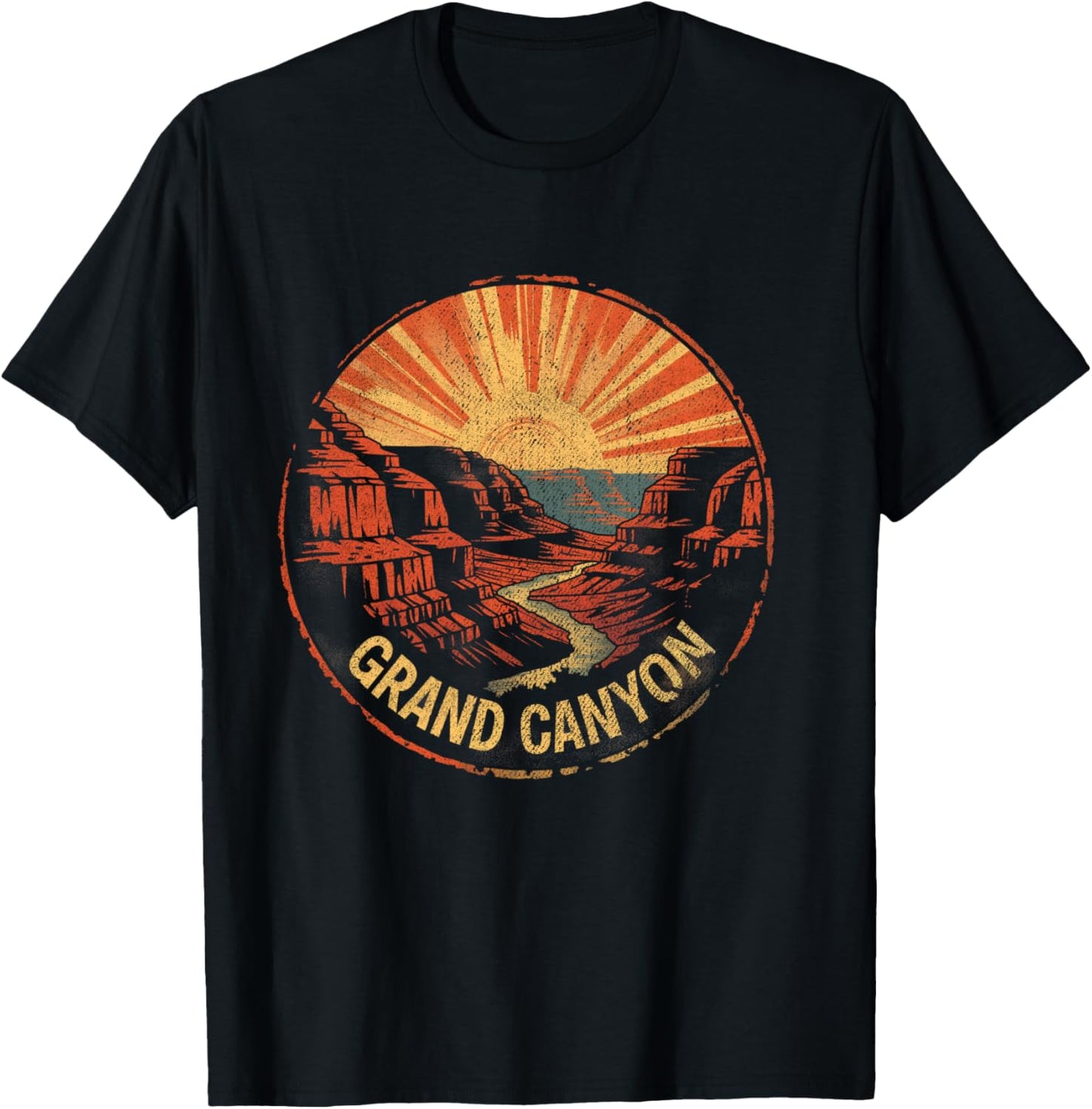 Grand Canyon - US National Park Vintage Men Women Kids Retro T-Shirt - T-Shirt | Black