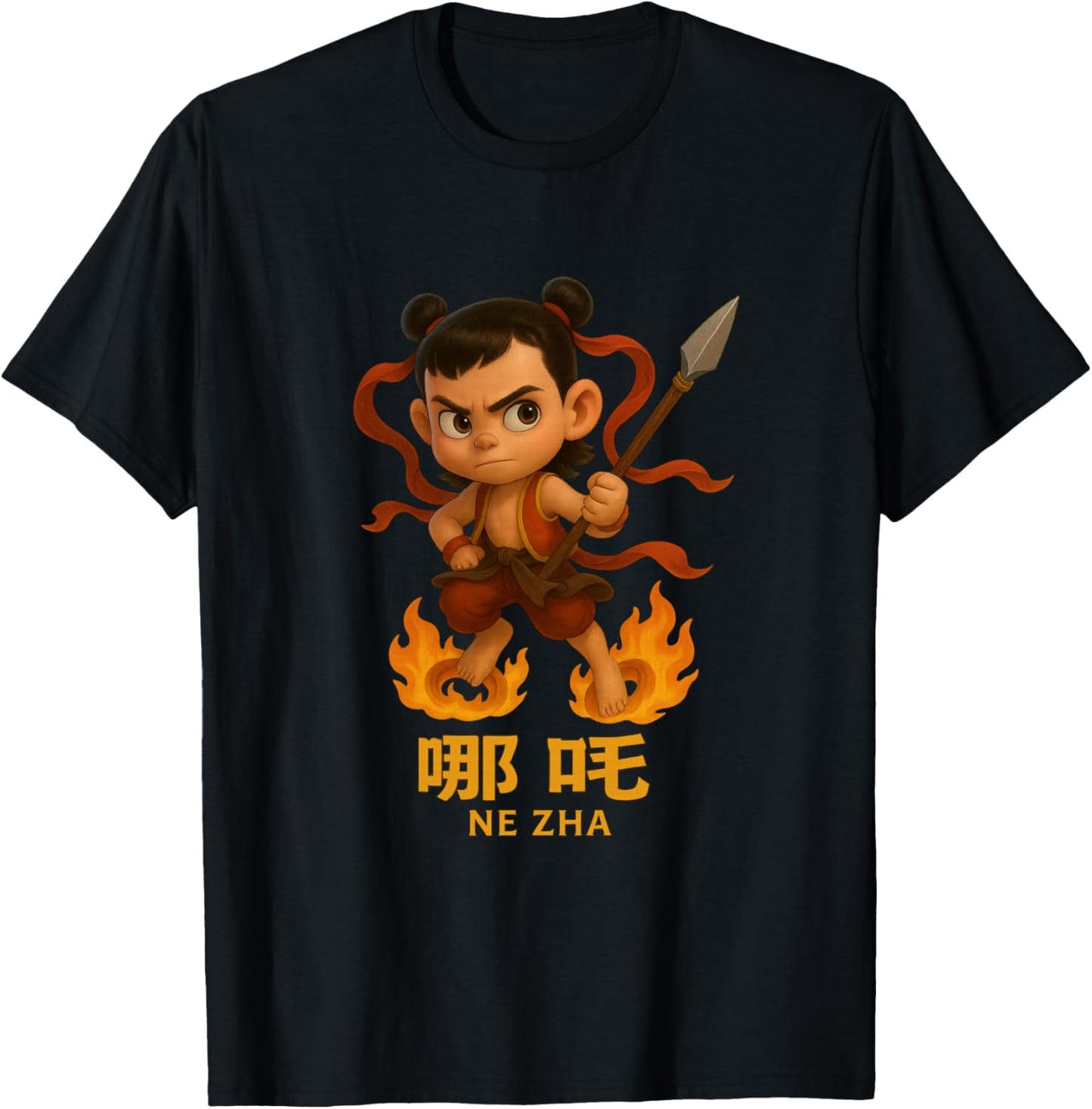 Nezha Chinese Myth Lotus Hero T-Shirt - T-Shirt | Black