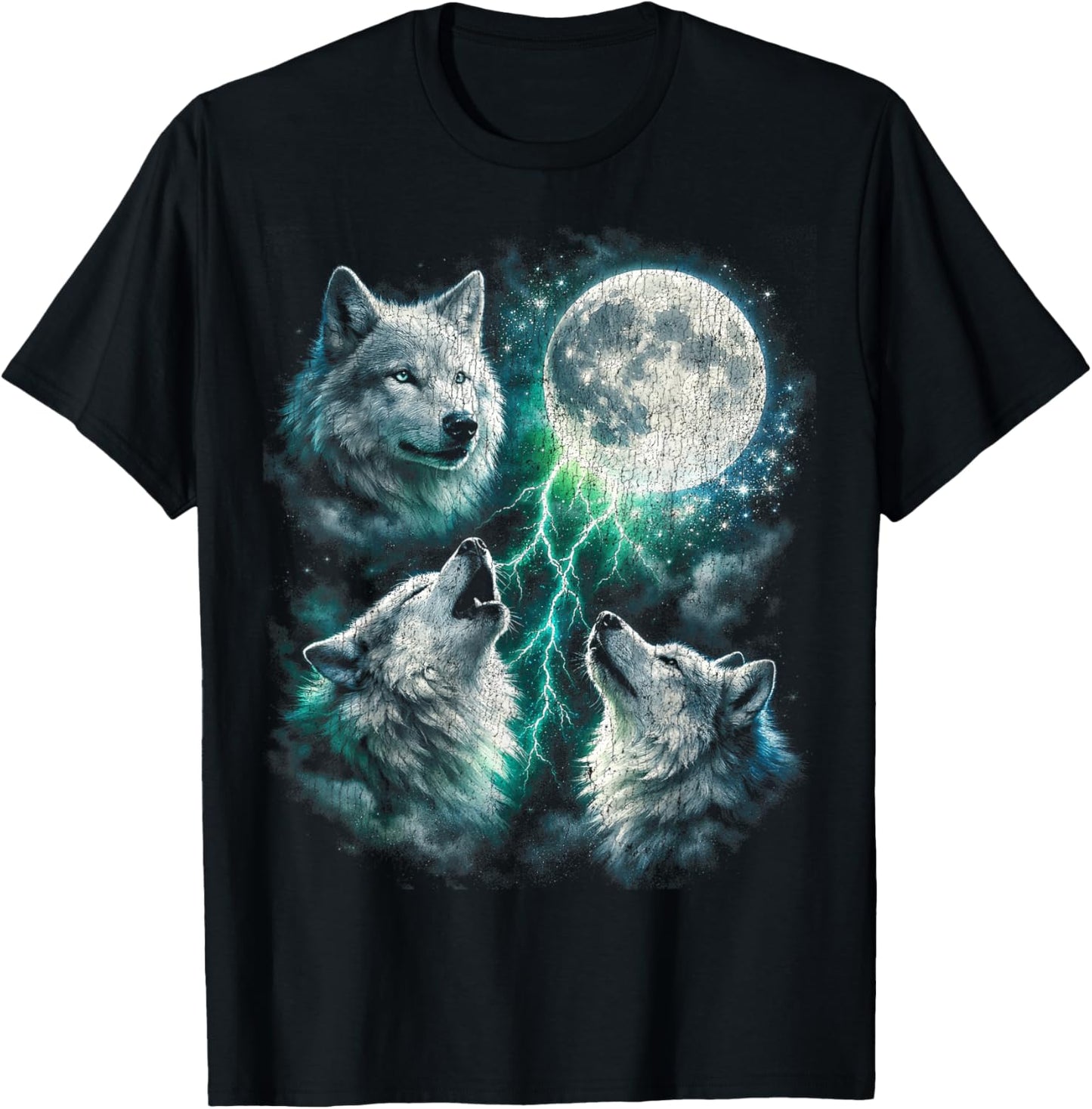 Vintage Wölfe heulen auf dem Mond Retro Wolf Lover Lustig T-Shirt - T-Shirt | Black