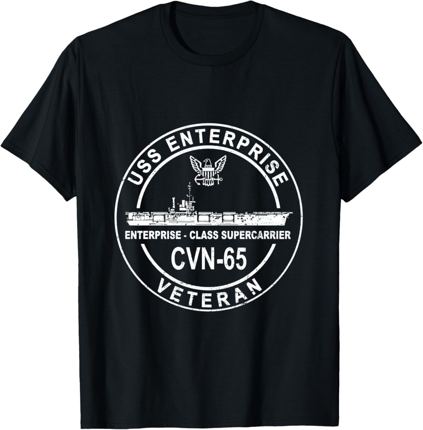 USS Enterprise CVN-65 Veteran Aircraft Supercarrier T-Shirt - T-Shirt | Black