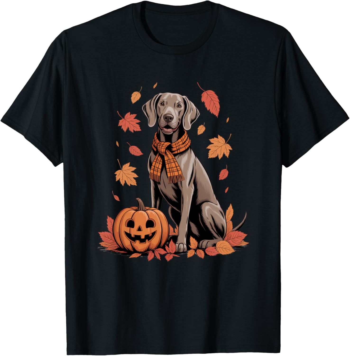 Weimaraner Dog Lover Pumpkin Fall Autumn Thanksgiving T-Shirt - T-Shirt | Black