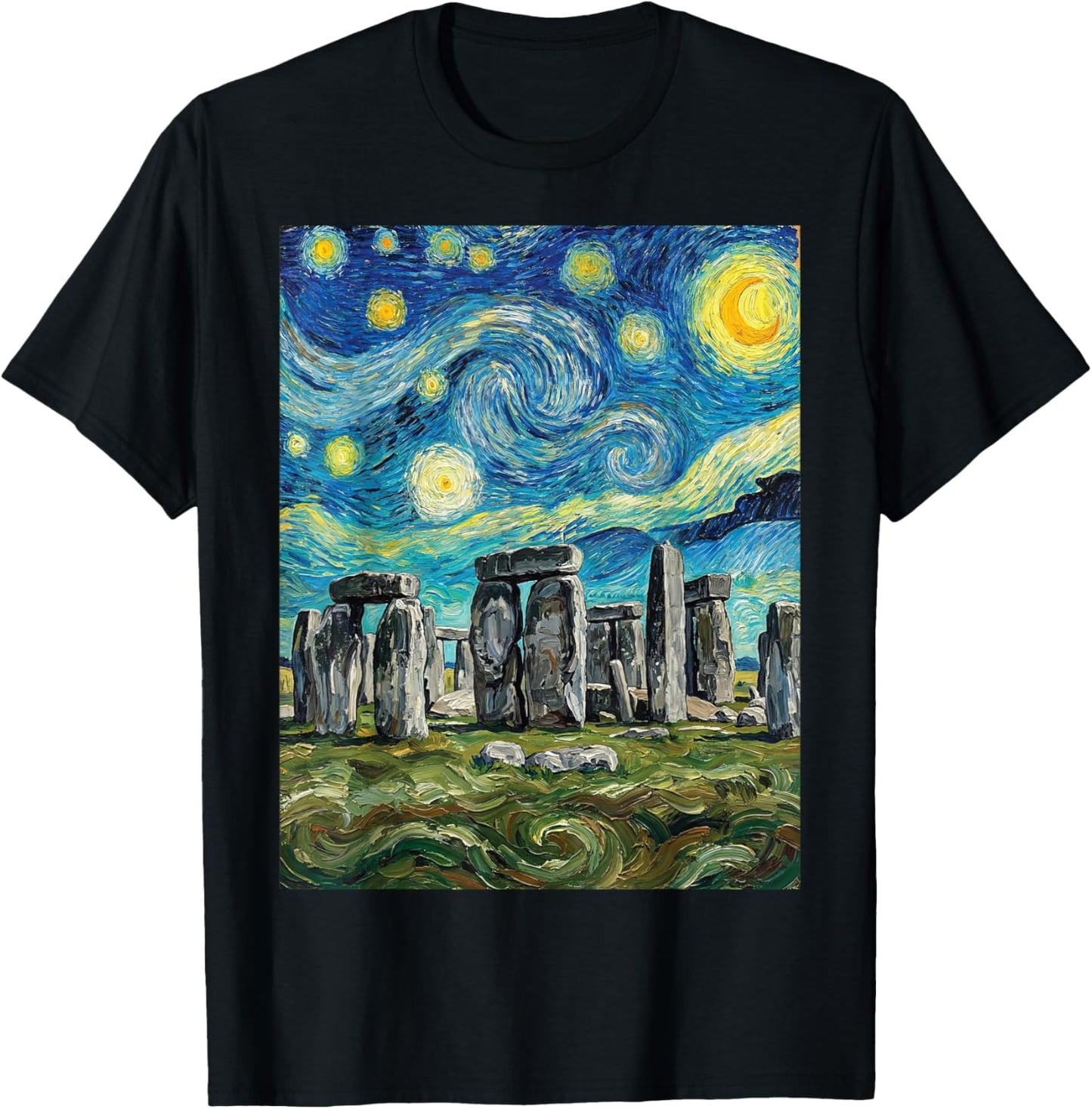 Stonehenge Starry Night Style T-Shirt - T-Shirt | Black