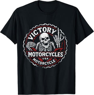 Vintage American Motor Cycles Victory USA Skelett Lustig Langarmshirt T-Shirt - T-Shirt | Black