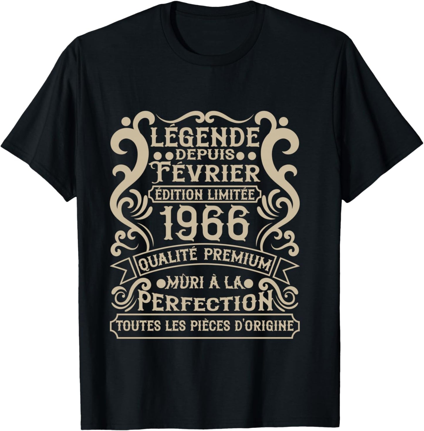 Février 1966-60 Ans Anniversaire Cadeau Vintage 1966 Manche Longue T-Shirt - T-Shirt | Black