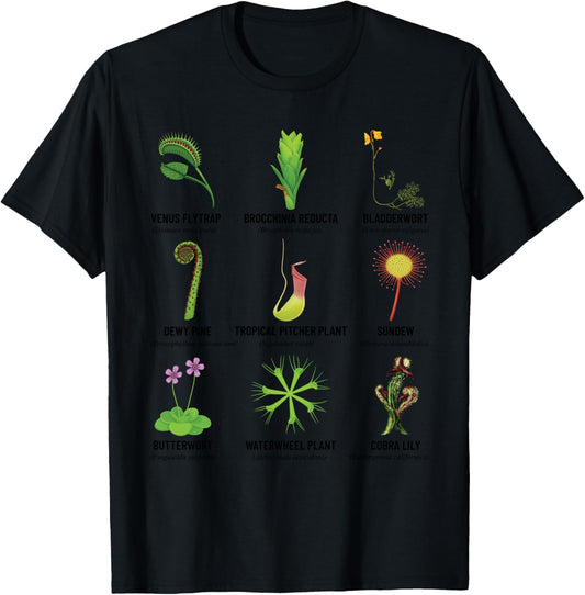 Carnivorous Plants Chart Venus Flytrap, Pitcher Plant T-Shirt - T-Shirt | Black