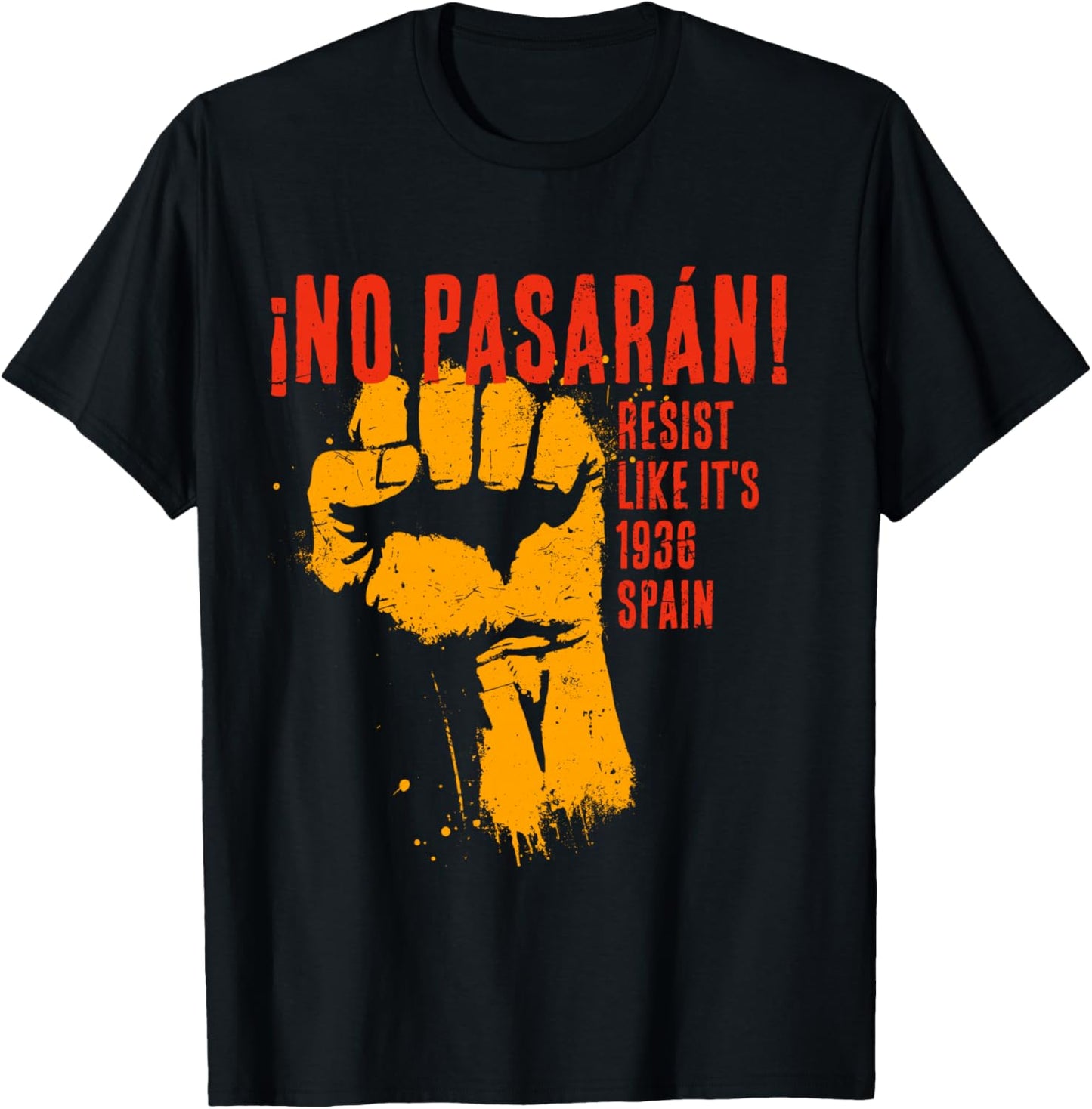 No Pasarán Antifascista Resist 2026 Espagnol Manche Longue T-Shirt - T-Shirt | Black