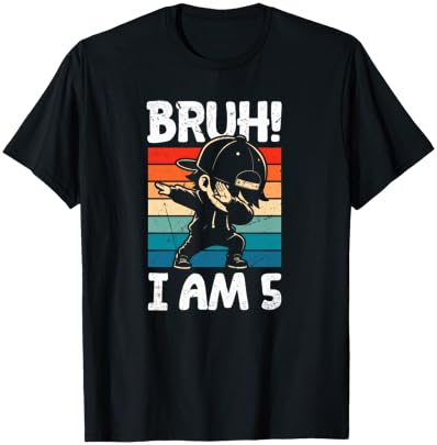 Bruh I Am 5 Year Old Dabbing Boy 5th Birthday Decorations T-Shirt - T-Shirt | Black