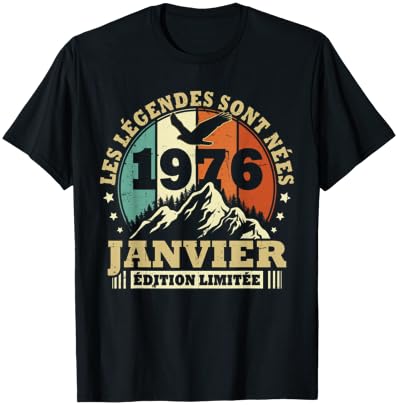 Legends Are Born in January 1976 Birthday 50 Years T-Shirt - T-Shirt | Black